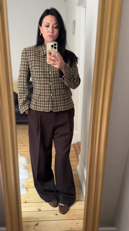 Vintage Brown Checks Jacket - size S-M