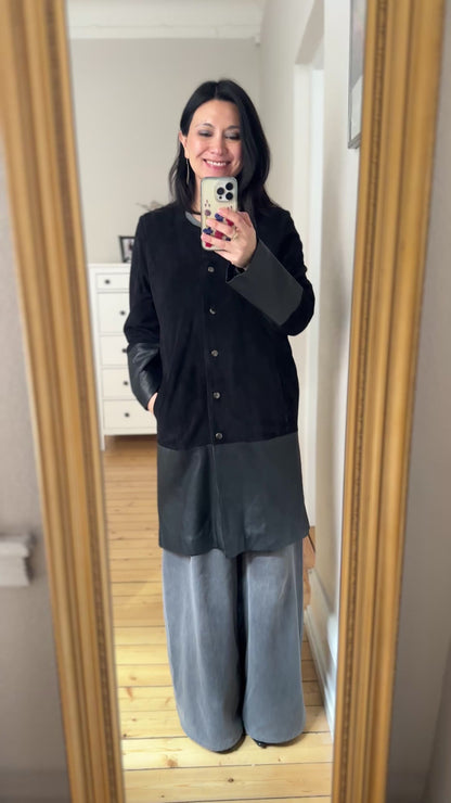 Black Leather & Suede Jacket - size M