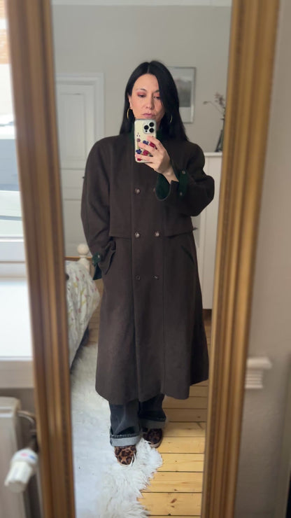 Vintage Brown Maxi Coat, size M