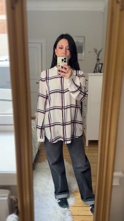 Plaid Silk Shirt - size L