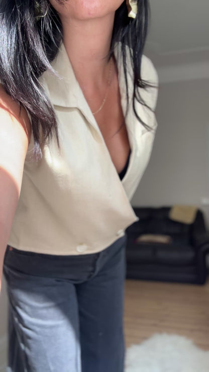 Upcycled Bow Vest Beige/Leopard Silk Bow - size S