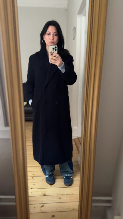 Vintage Double Breasted Blue Wool Coat, size EU40