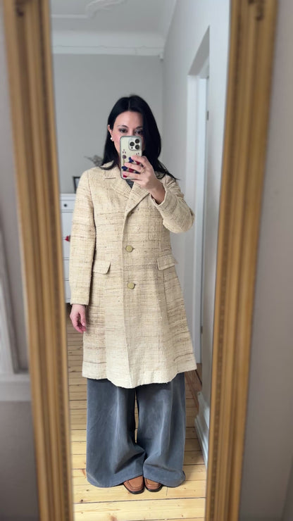 Vintage Cream Raw Silk Coat - size M
