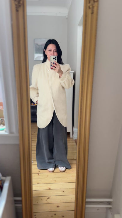 Vintage Off White Llama Coat - size S