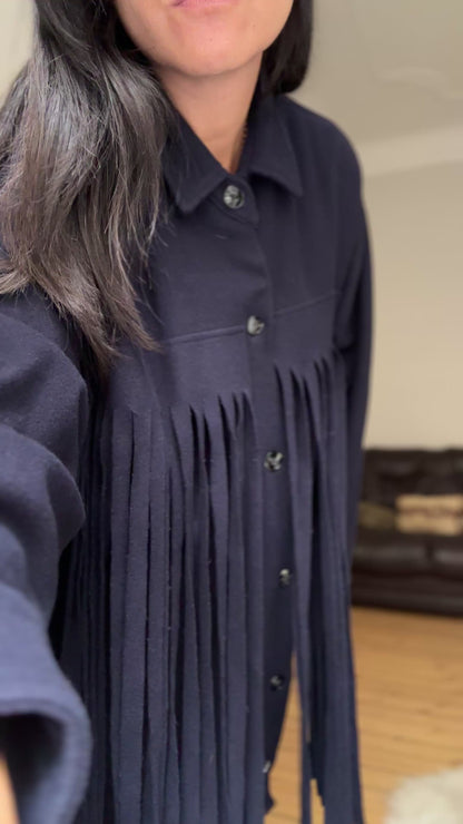 Fringe Wool Blend Jacket - size M