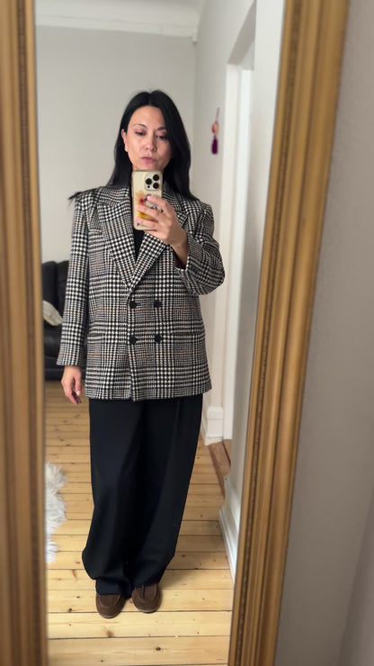 Vintage Houndstooth Plaid Blazer - size EU 40