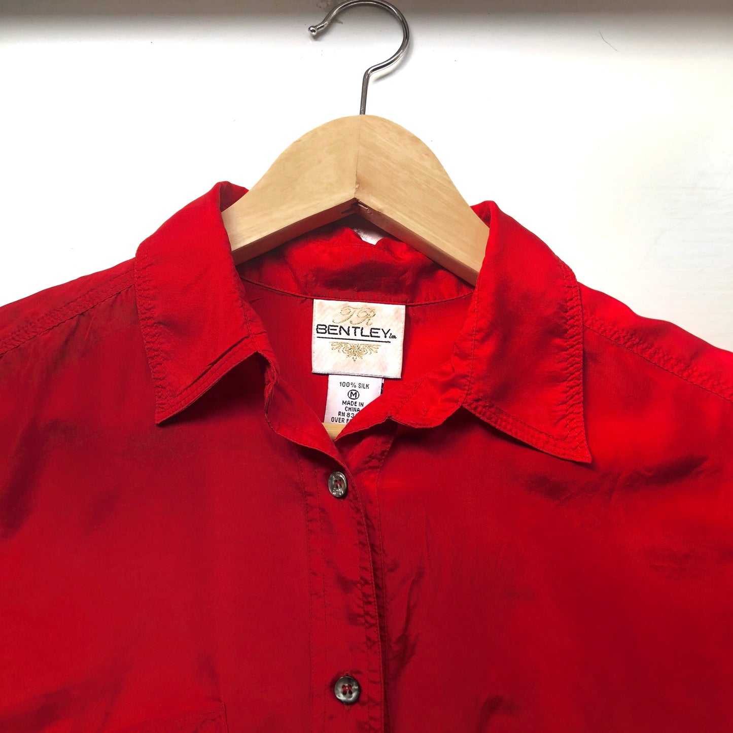 Vintage Red Short Sleeve Silk Shirt