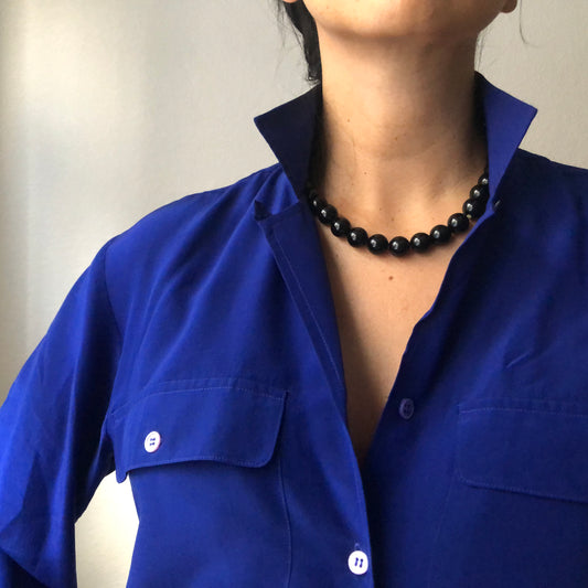 Royal Blue Silk Shirt