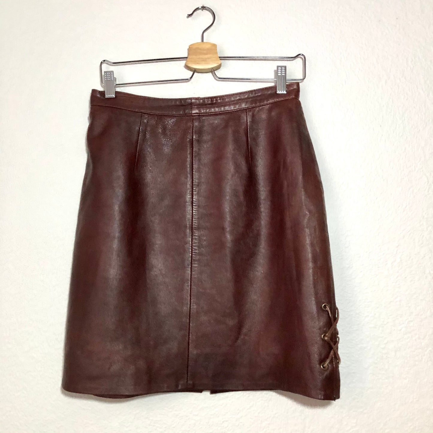 Dark Red Leather Skirt