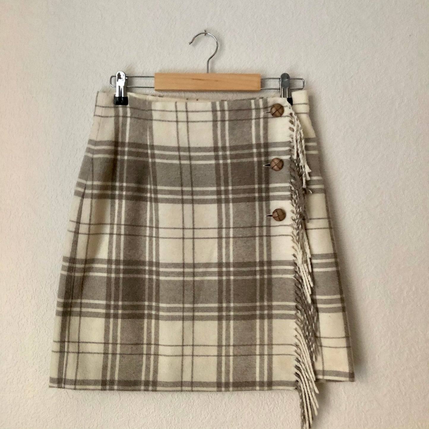 Vintage Betty Barclay Beige Plaid Mini Skirt