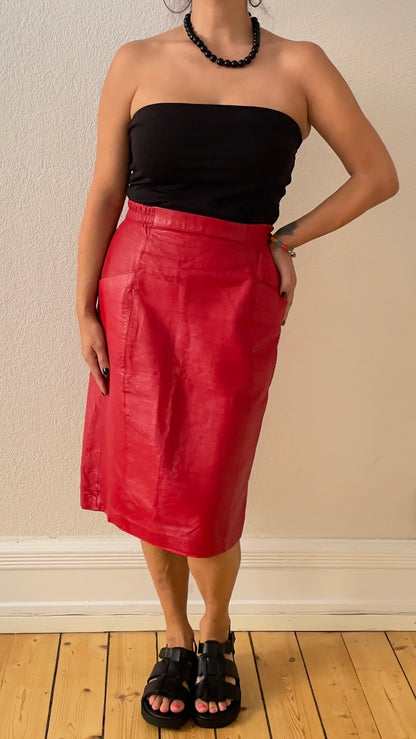 Red Leather Vintage Skirt