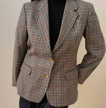 DAKS Signature Vintage Checkered Wool Blazer