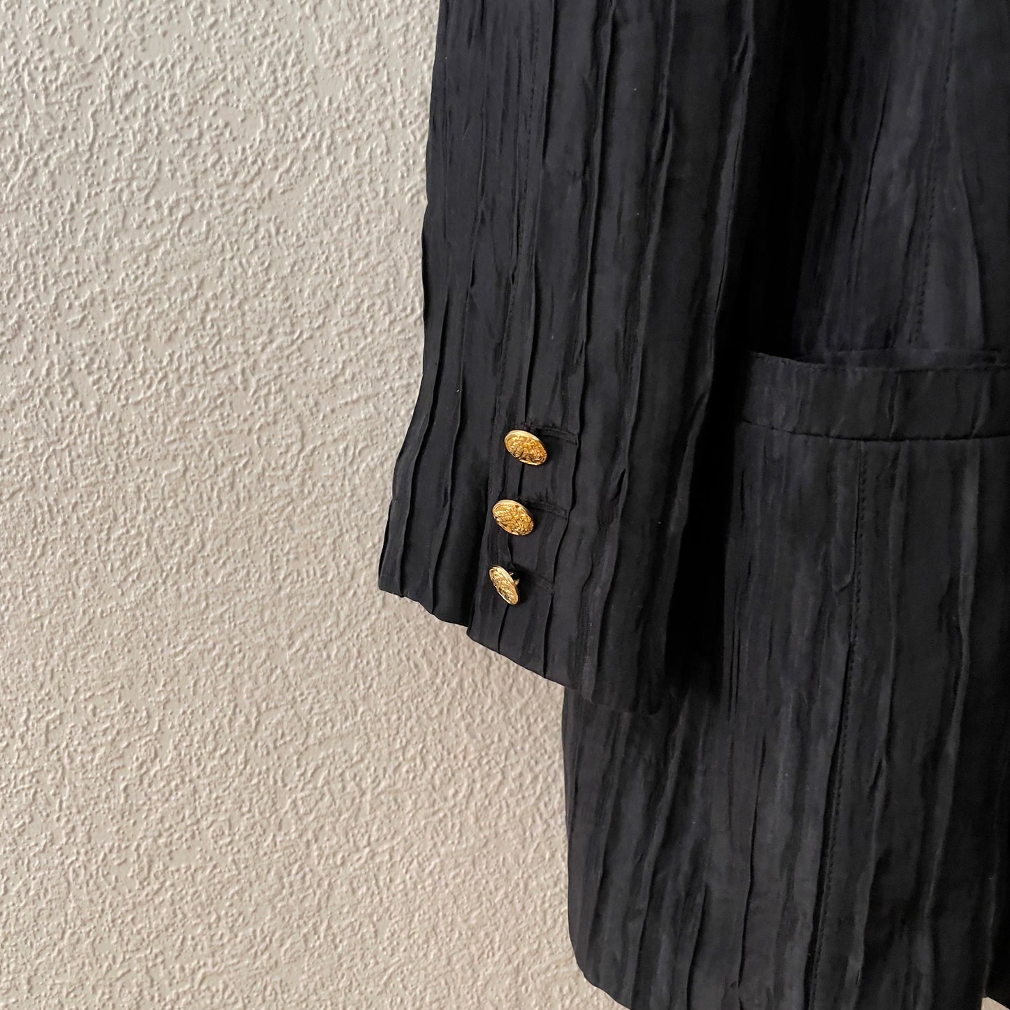Vintage Black Silk Blazer - Textured Silk