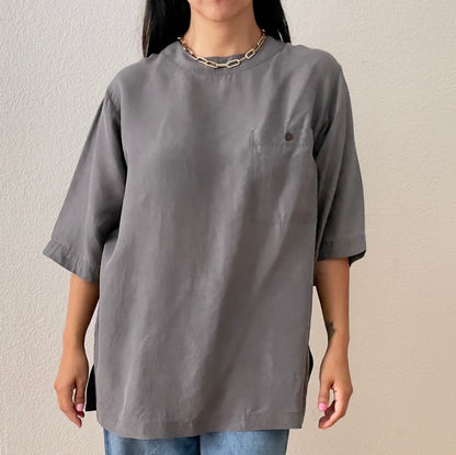 Gray Oversized Silk T-Shirt