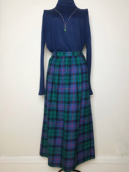 Vintage Blue/Green Plaid Skirt