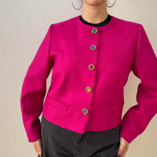 Vintage Collarless Jacket - Pure Wool