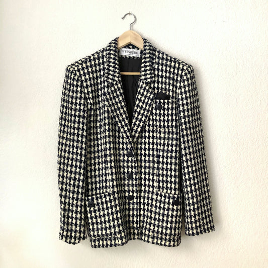 Vintage Houndstooth Wool Boucle Jacket