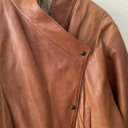 Vintage Camel Leather Bomber Jacket