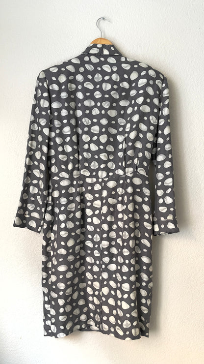 Vintage Silk Dress - Gray and white pattern