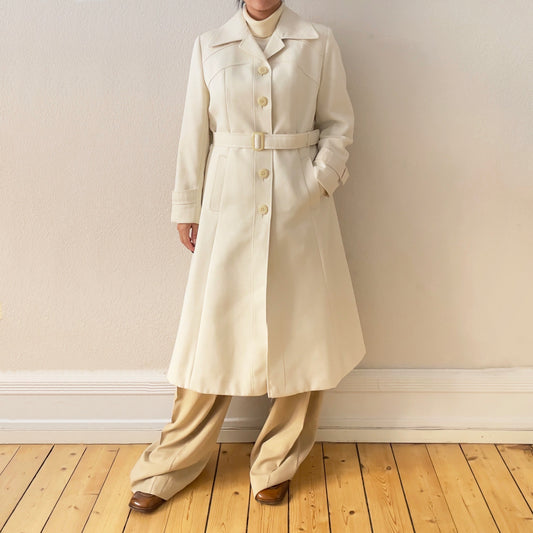 Vintage Wool Blend Belted Coat - Hucke - Size 42