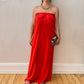 Red Bandeau Maxi Dress - Pure Silk