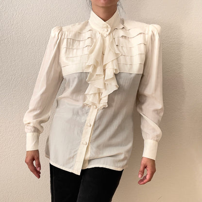 Vintage Ruffled Paper Silk Blouse - Betty Barclay