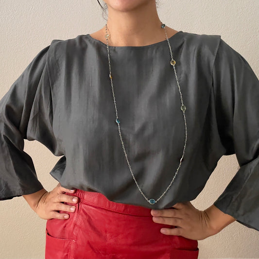 Ghisi Gray Silk Blouse