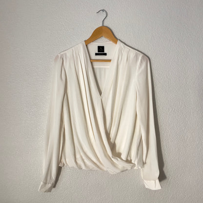 Pleated Off-White Silk Blouse