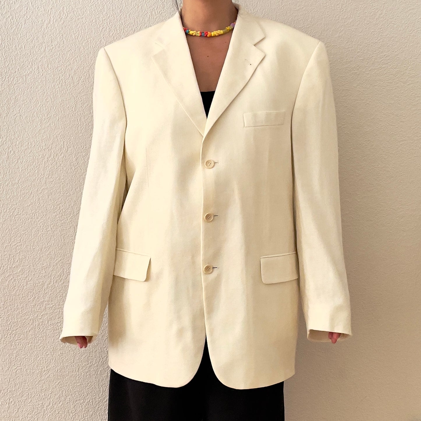 Off White Wool/Silk Blazer - Menswear