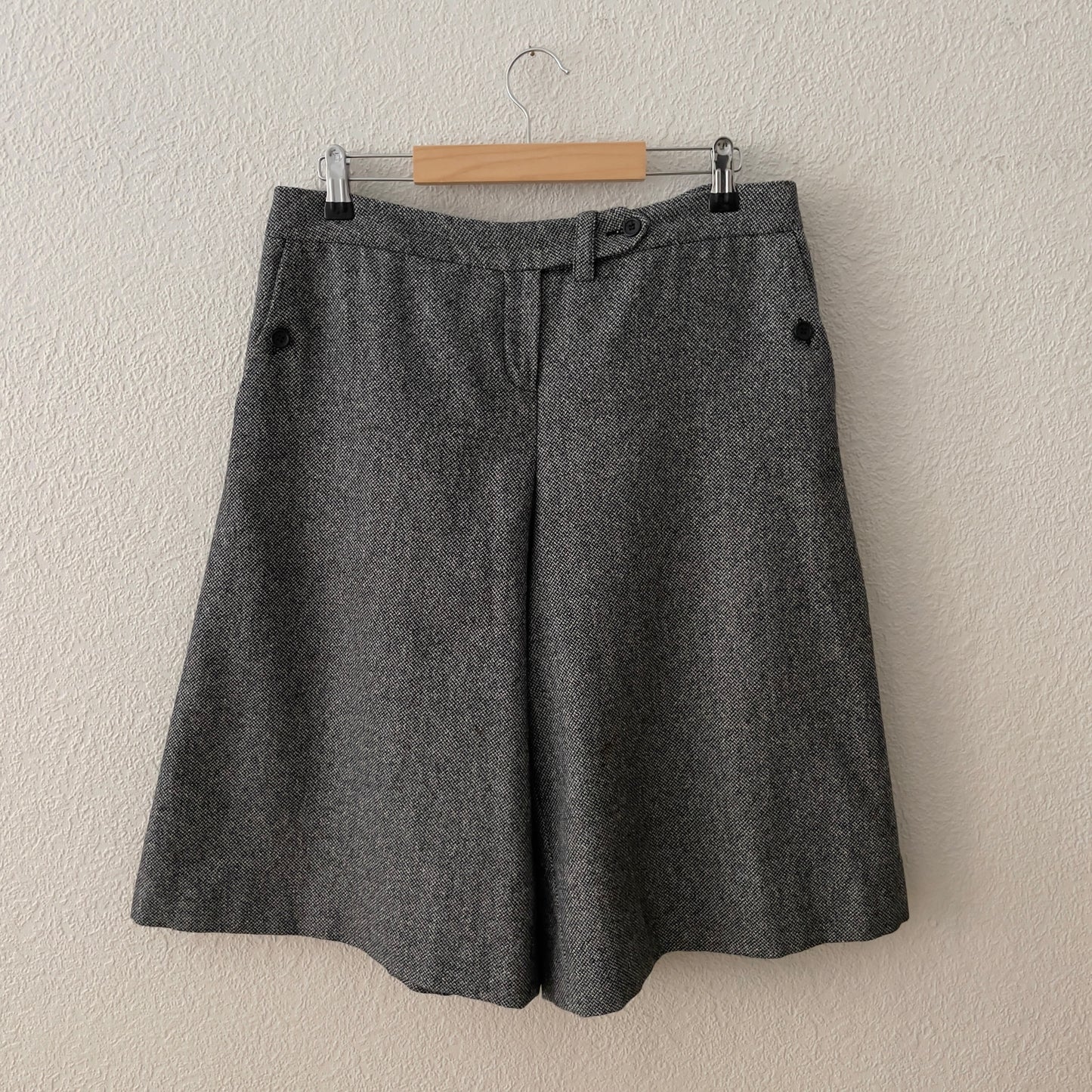 Wool Blend Bermuda Shorts - Gray Tweed - Kookaï