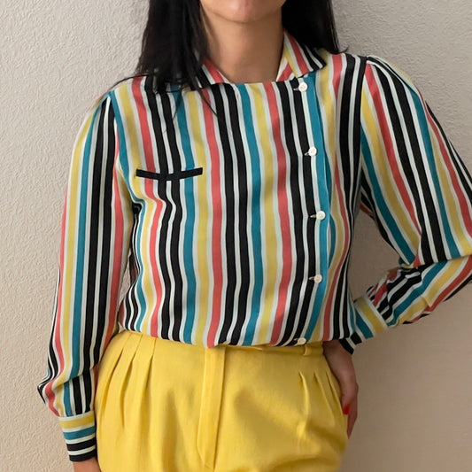 Vintage Robert Haik Striped Silk Shirt