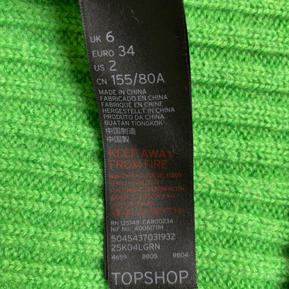 Green Cashmere Wool Blend Sweater - Topshop Boutique - Back Cut Out Detail