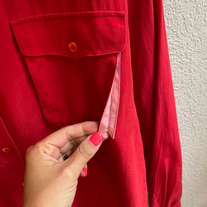 Vintage Red Silk Blouse - Robert Haik