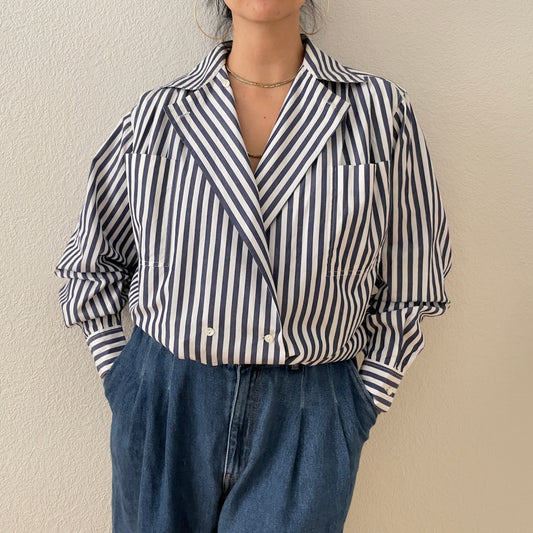 Vintage Striped Cotton Shirt - Studio Ferre 0001