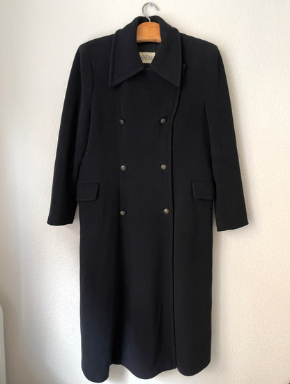 Vintage Double-breasted Black Wool Coat