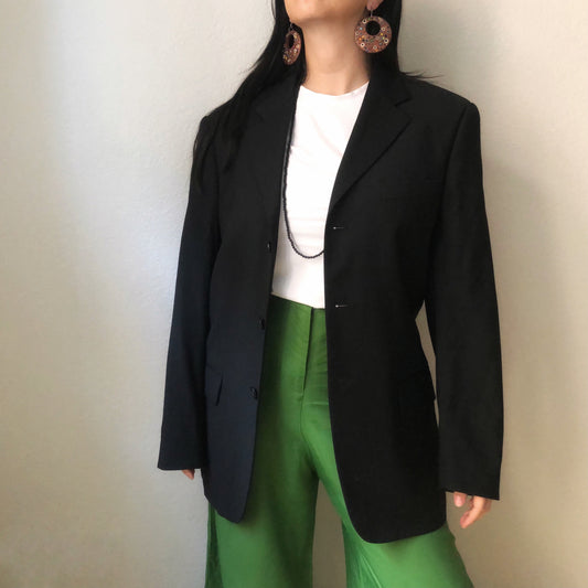 Vintage Pure New Wool Black Blazer