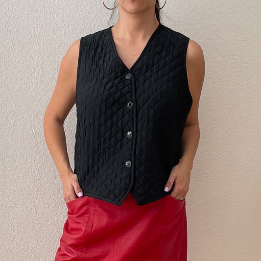Vintage Black Silk Vest