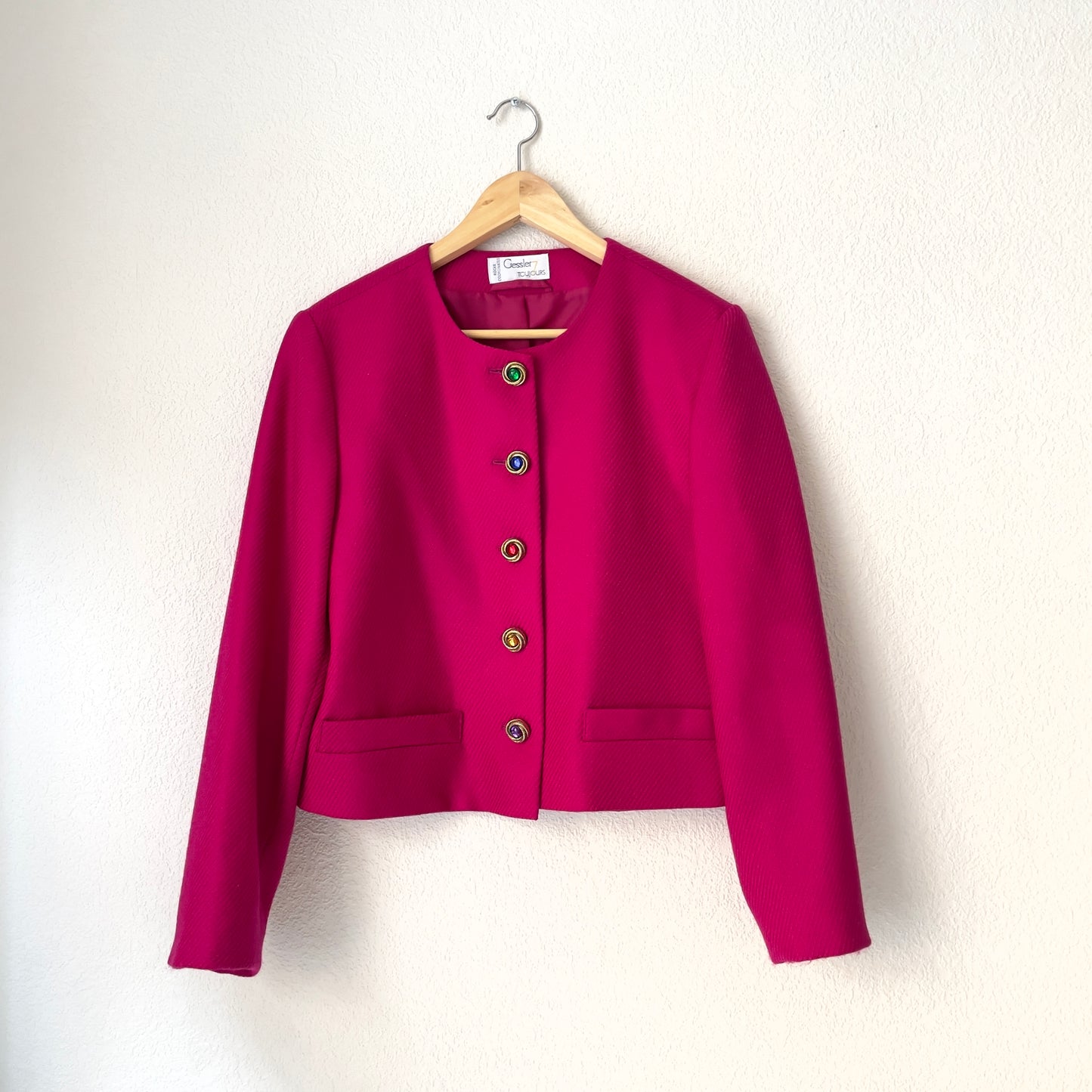 Vintage Collarless Jacket - Pure Wool