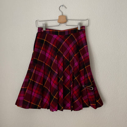Vintage Pink Tartan Wool Skirt