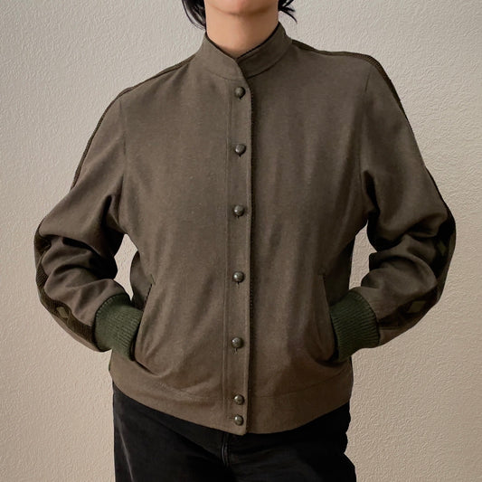Lodenfrey Olive Green Wool Bomber Jacket