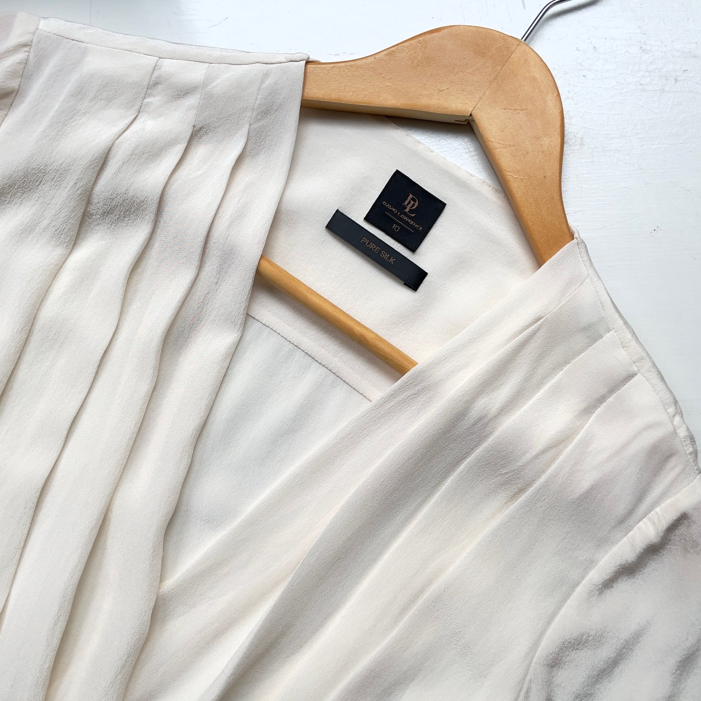 Pleated Off-White Silk Blouse