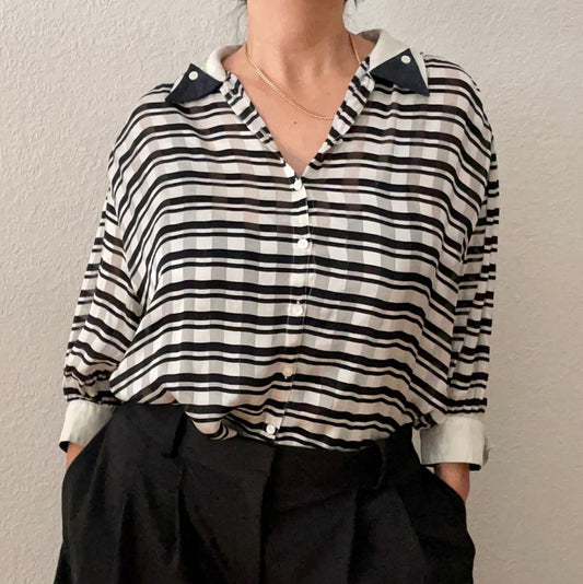 Vintage Escada Striped Silk Blouse