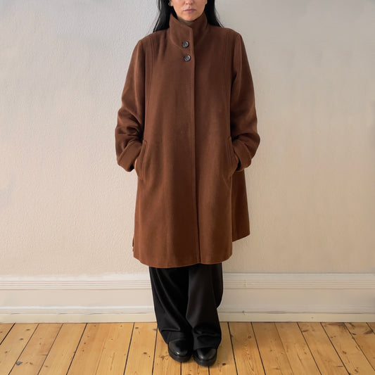 Brown Wool Angora Coat - Marcona