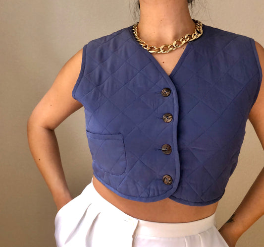 Vintage Blue Silk Vest