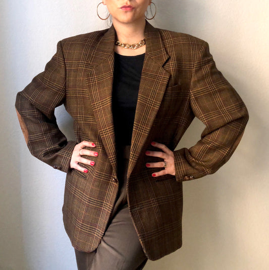 Vintage Plaid Wool Blazer