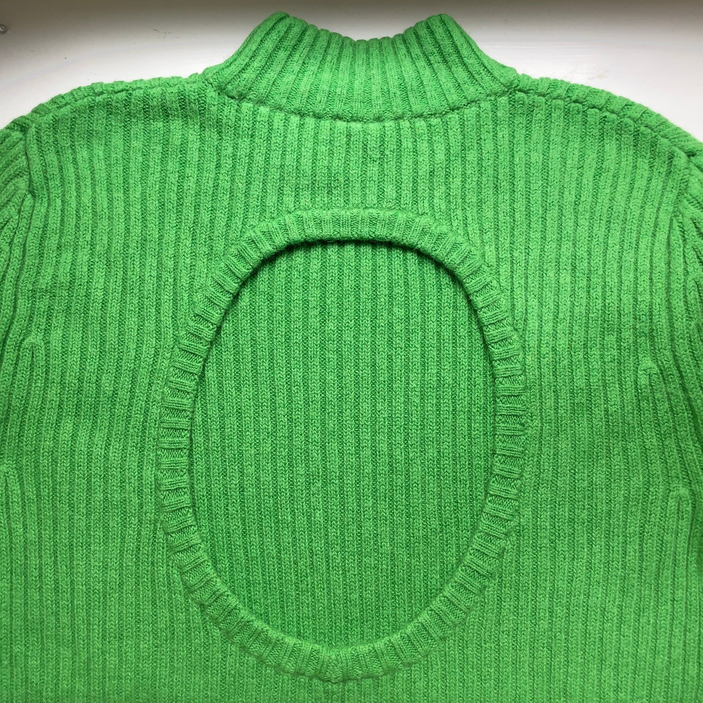 Green Cashmere Wool Blend Sweater - Topshop Boutique - Back Cut Out Detail