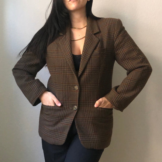 Vintage Plaid Wool Blazer