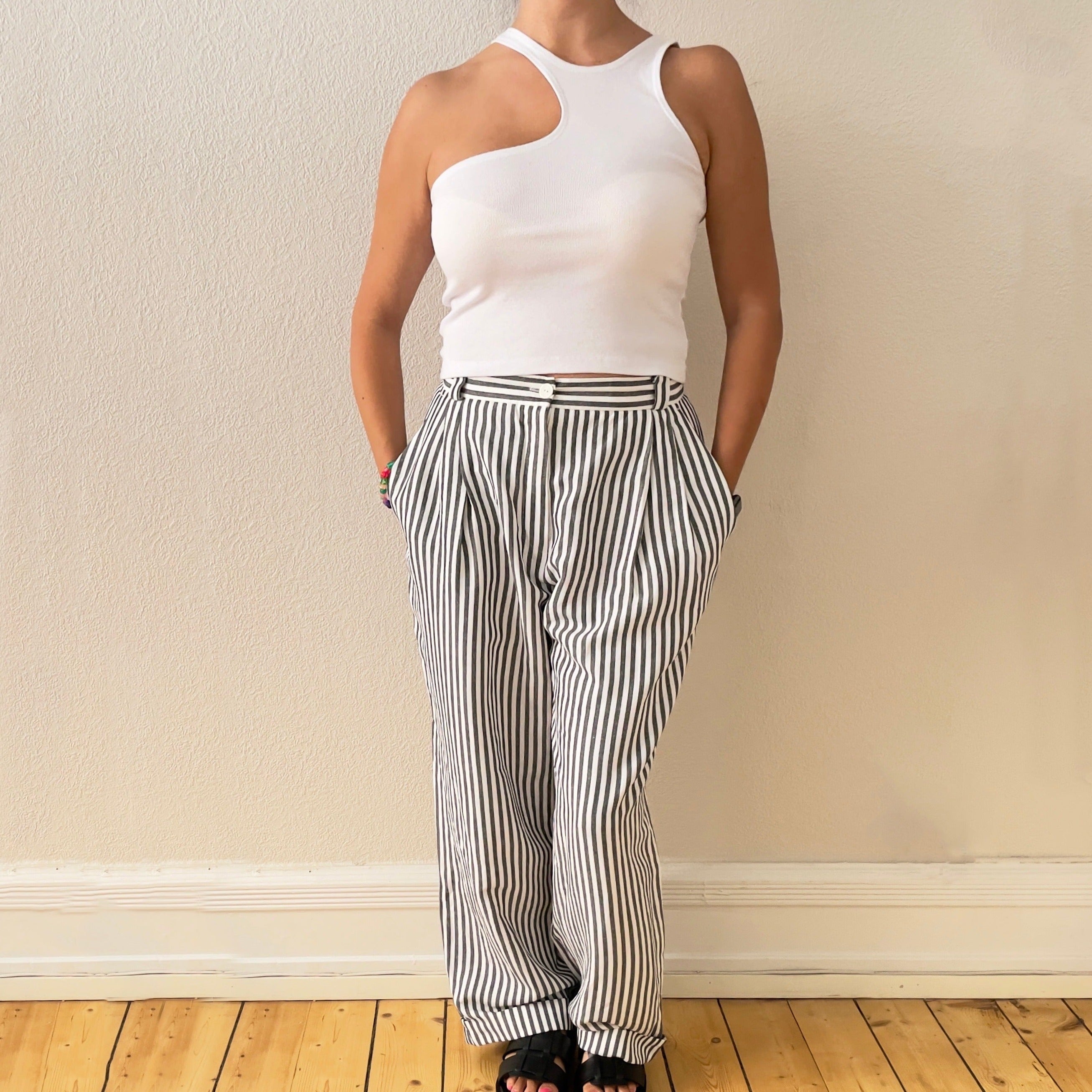 Retro striped sale pants