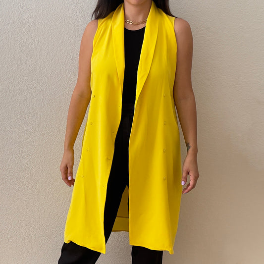 Longline Yellow Silk Vest - & Other Stories