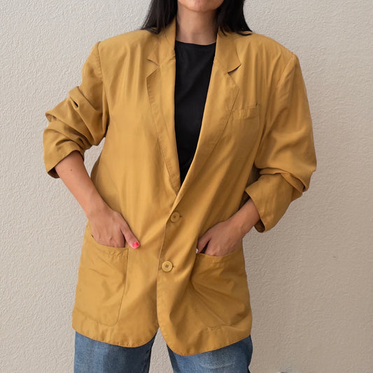 Vintage Oversized Camel Silk Blazer
